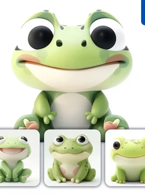 Midjourney Prompt Frog Popmart Blindbox 3d Cute Cartoon Toy C4d Smile