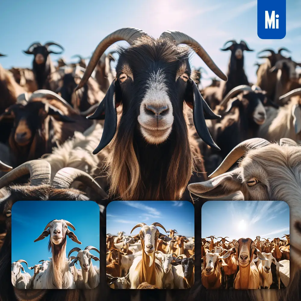 Midjourney Prompt Goat Herd Head Photography