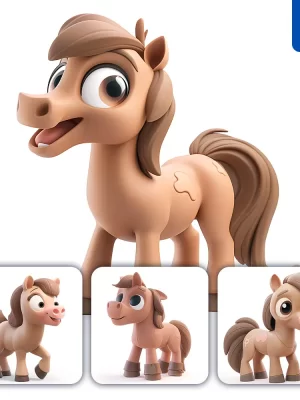 Midjourney Prompt Horse Popmart Blindbox 3d Cute Cartoon Smile C4d Toy