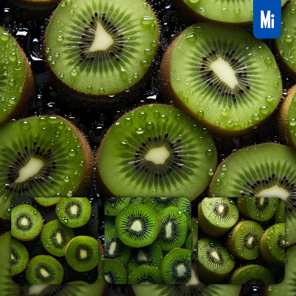 Midjourney Prompt Kiwi Fruit Fresh Water Drop Photography