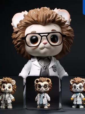 Midjourney Prompt Lion Doctor Popmart Blindbox 3d Cute