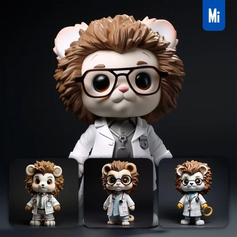 midjourney prompt lion doctor popmart blindbox 3D cute