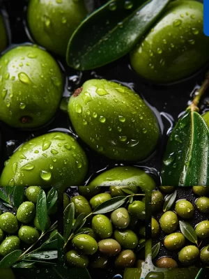 Midjourney Prompt Olive Fresh Water Drop Photography