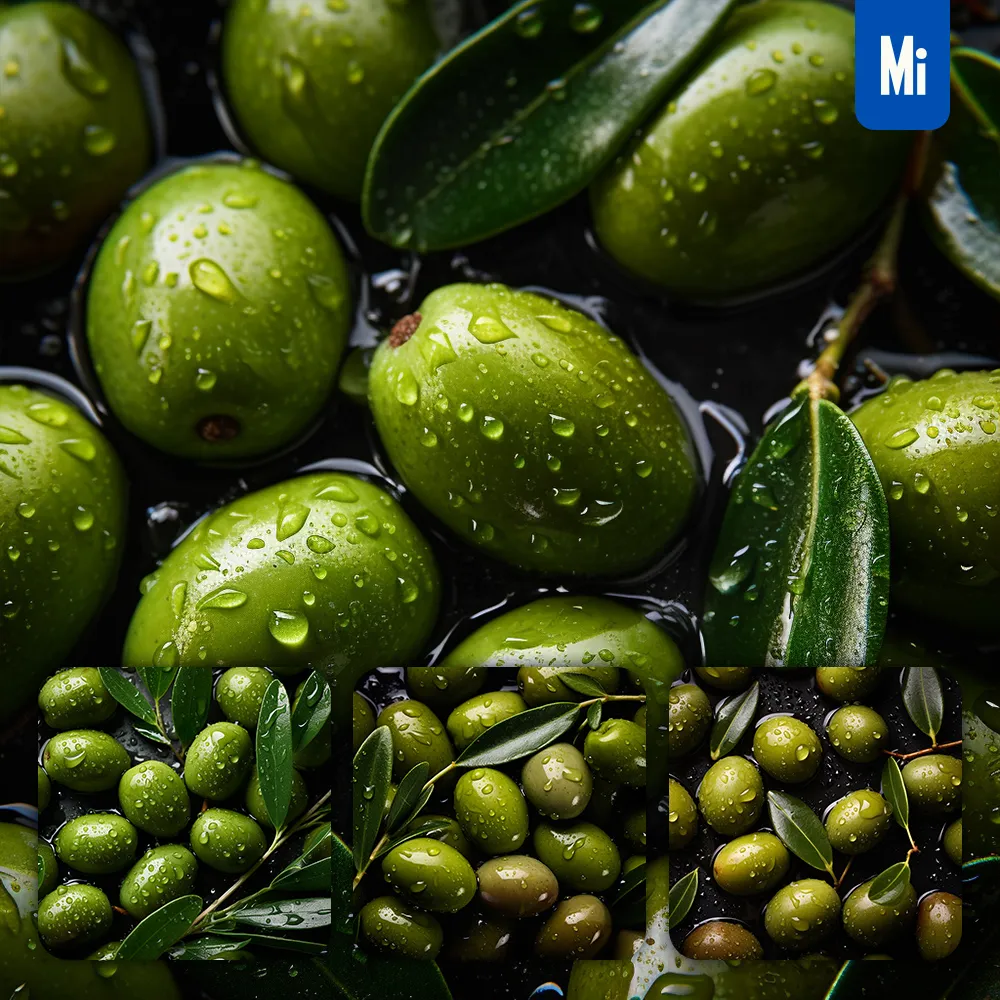 Midjourney Prompt Olive Fresh Water Drop Photography