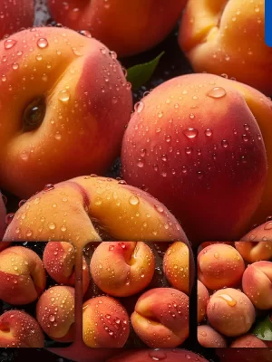 Midjourney Prompt Peach Fresh Water Drop Photography