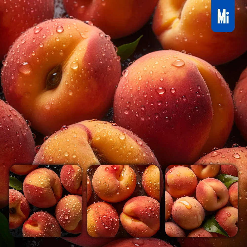Midjourney Prompt Peach Fresh Water Drop Photography