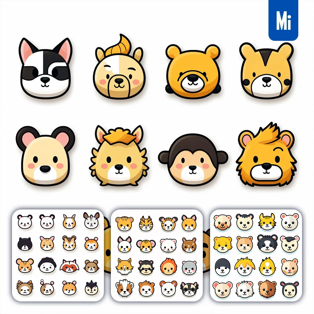 Midjourney Prompt Animal Icon Set Cartoon