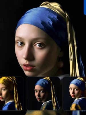 Midjourney Prompt Girl Pearl Earring Painting Vermeer