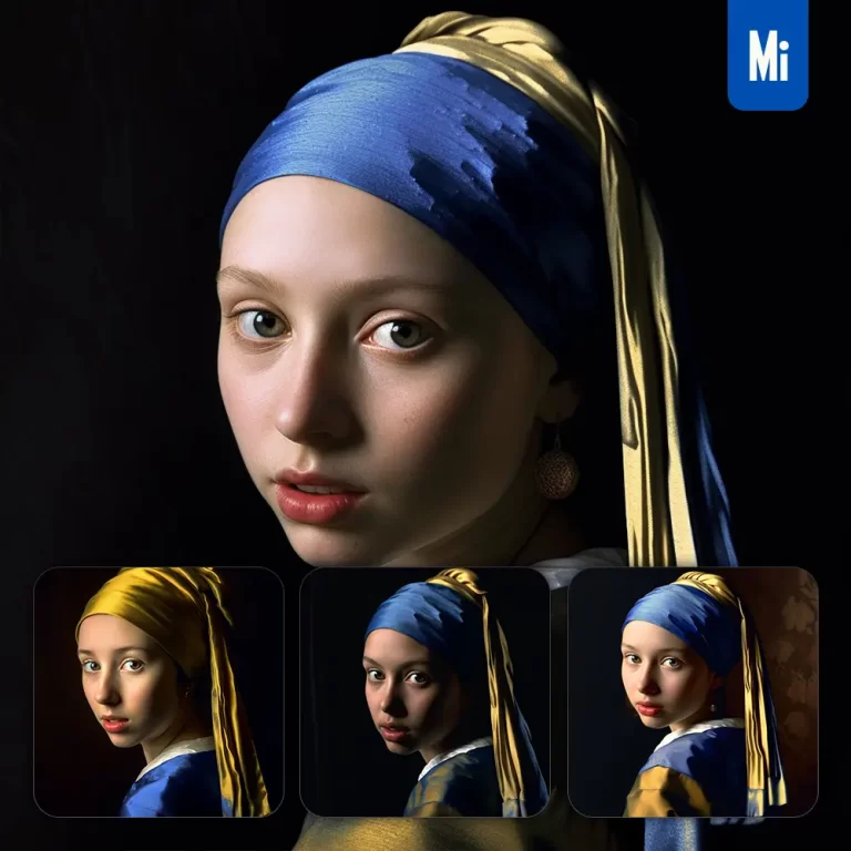 midjourney prompt girl face pearl earring painting vermeer