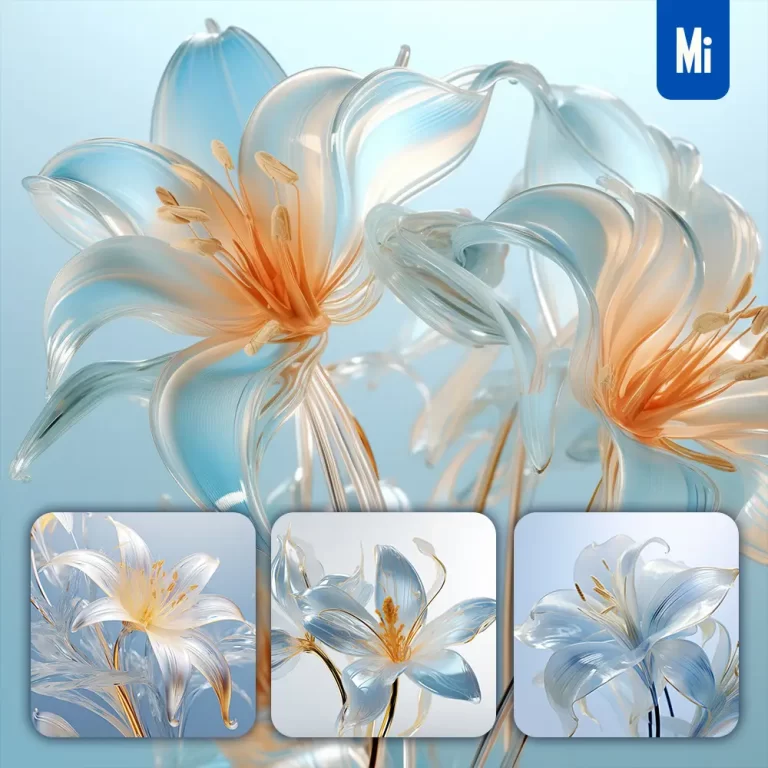 midjourney prompt lily flower plant glass photography