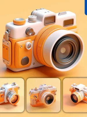 Midjourney Prompt Camera 3d Icon White Orange Appliances