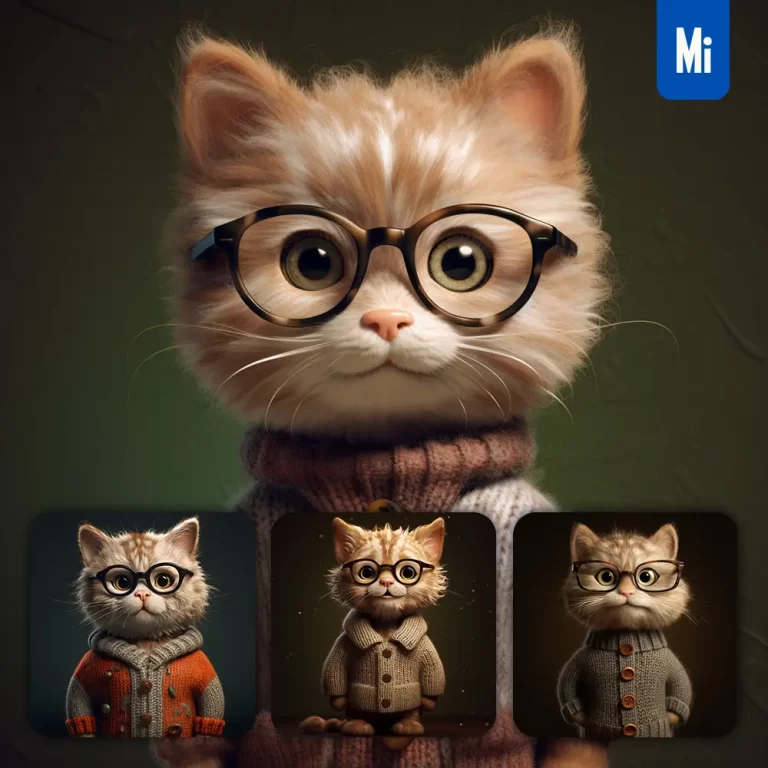 midjourney prompt cat cute doll stuffed toy glasses