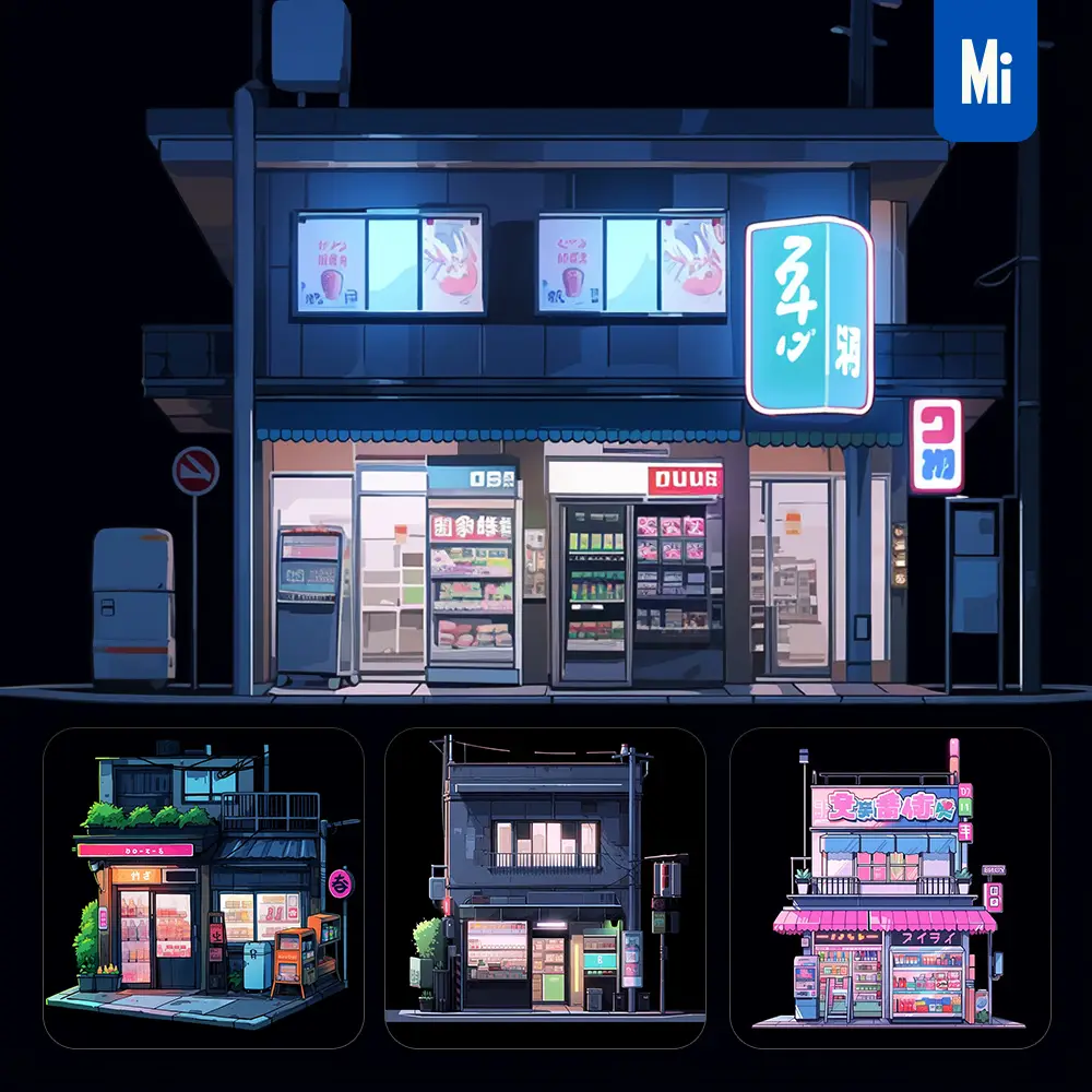 Midjourney Prompt Convenience Store Supermarket Cute Isometric Illustration
