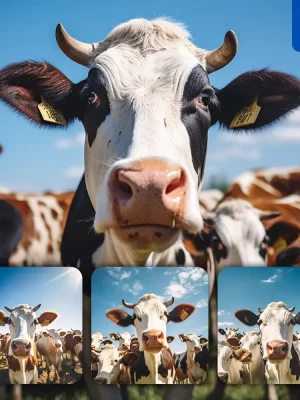 Midjourney Prompt Cow Herd Head Close Up Animal Photography