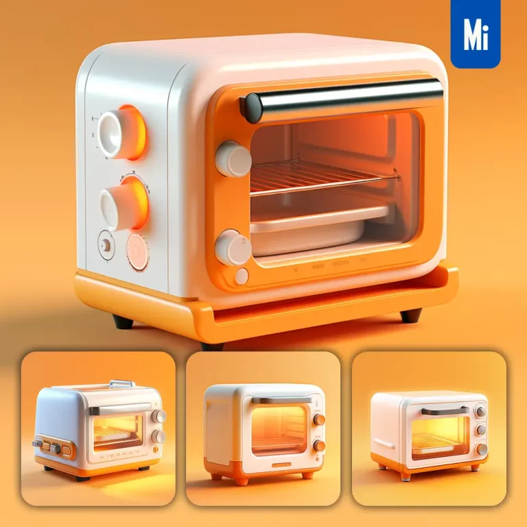midjourney prompt electric oven 3D icon white orange appliances