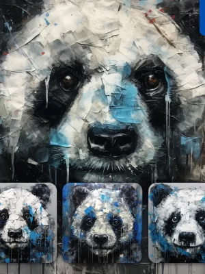 Midjourney Prompt Face Panda Head Texture Art Oil Painting