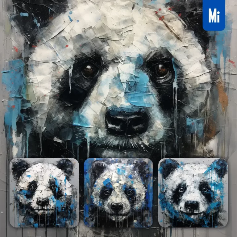 midjourney prompt face panda head texture art oil painting