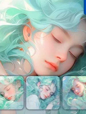 Midjourney Prompt Face Girl Woman Hair Sleep Illustration