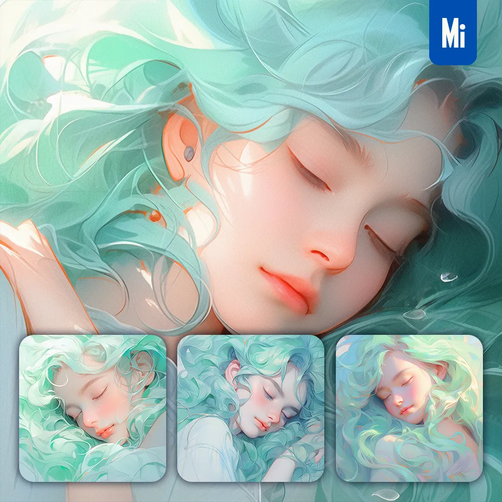 Midjourney Prompt Face Girl Woman Hair Sleep Illustration