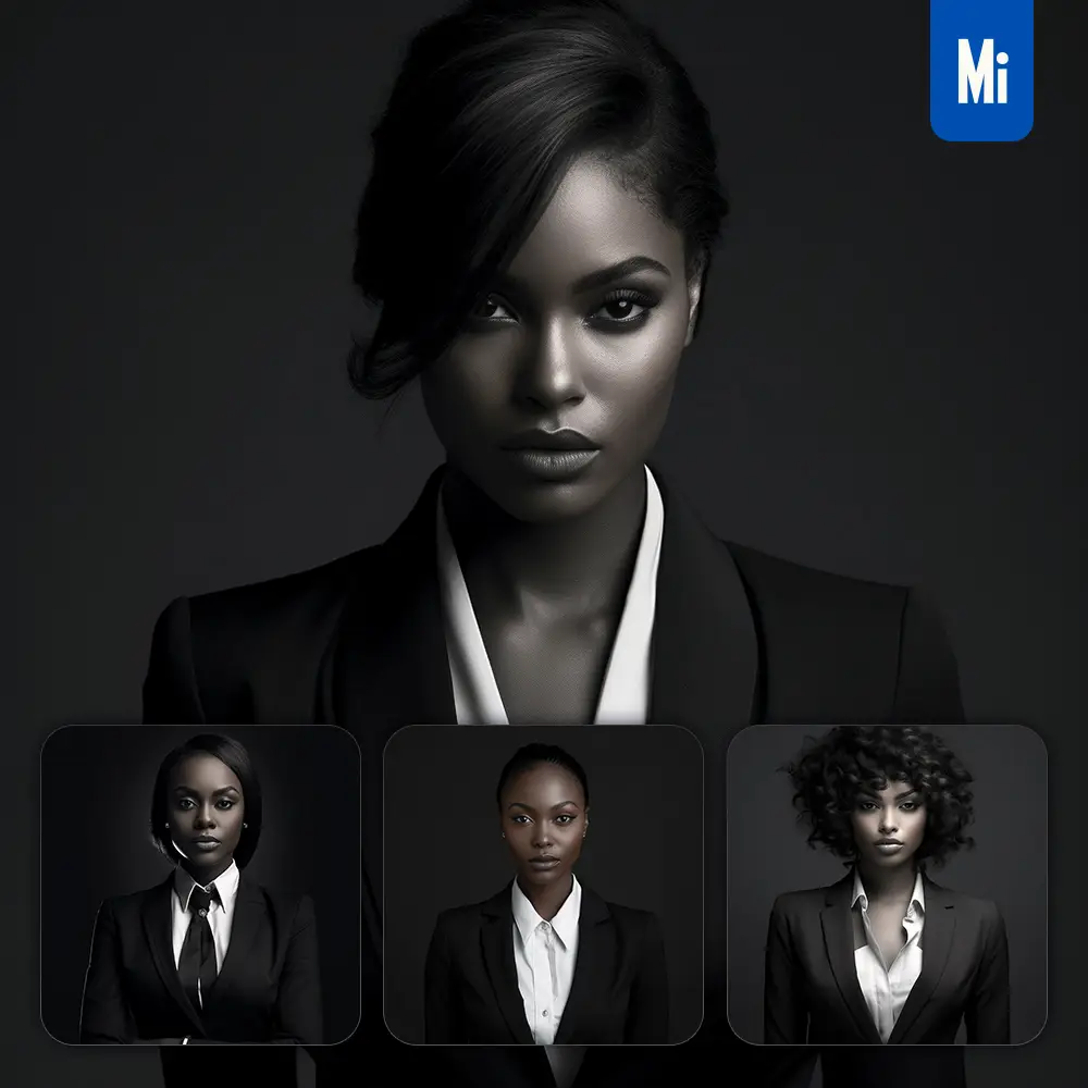 Midjourney Prompt Female African Woman Black And White Head Photography