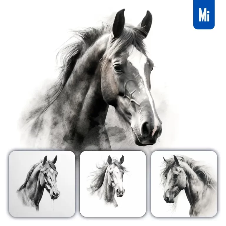 midjourney prompt horse head sketch pencil drawing