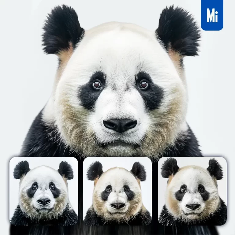 midjourney prompt panda head face front photography