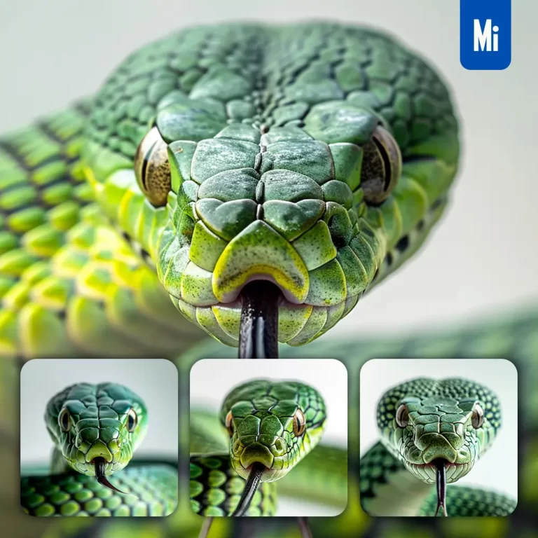 midjourney prompt snake tongue front head photography