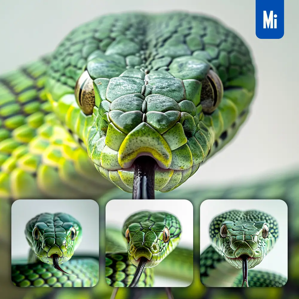 Midjourney Prompt Snake Front Head Close Up Photography
