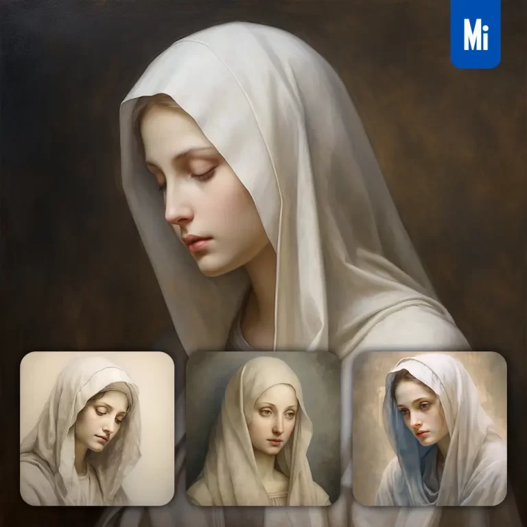 midjourney prompt virgin Mary Madonna woman oil painting drawing portrait