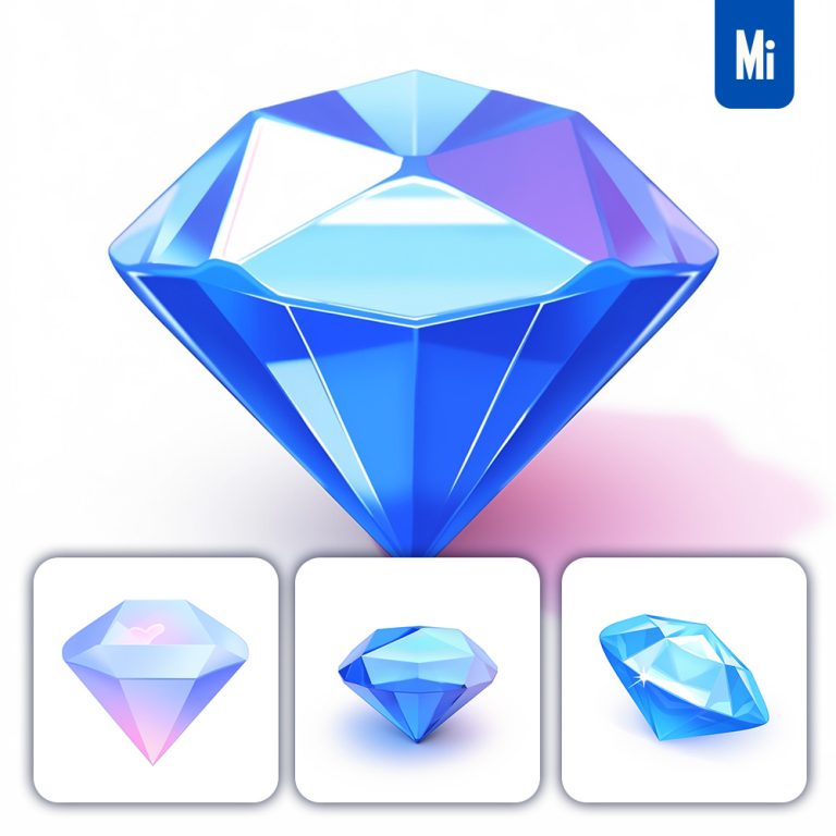 midjourney blue diamond icon 3D