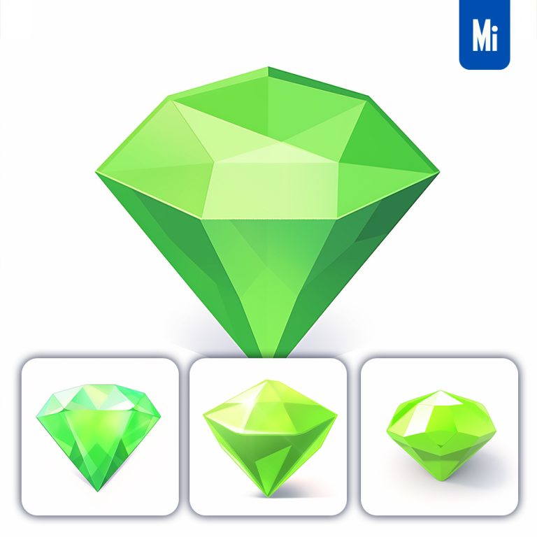 midjourney green diamond icon 3D