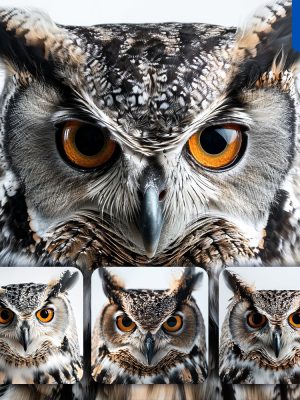 midjourney owl head face photography