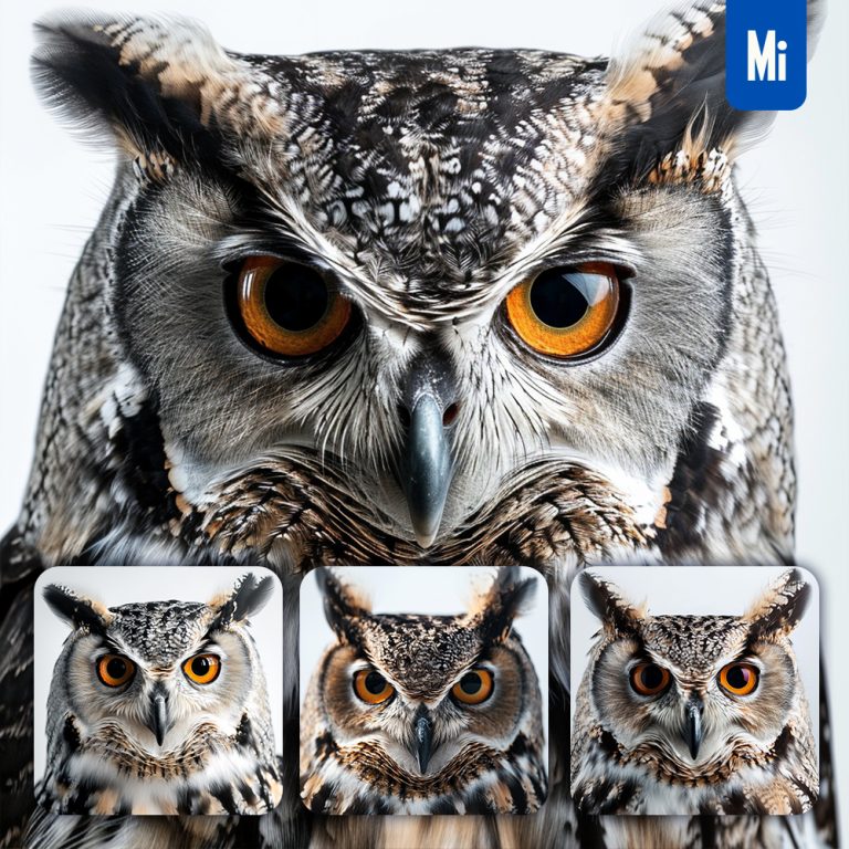 midjourney owl head face photography