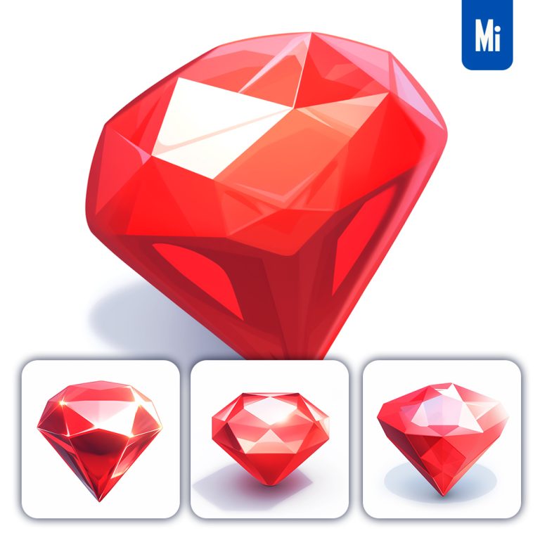 midjourney red diamond icon 3D