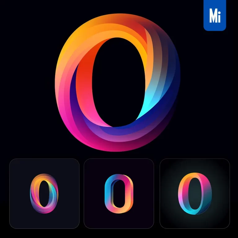 midjourney prompt 0 number logo vector design colorful gradients graphic