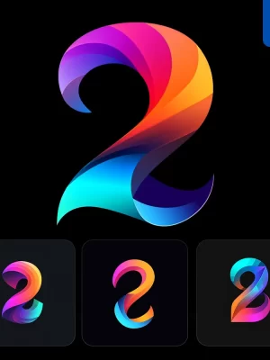 Midjourney Prompt 2 Number Logo Vector Design Colorful Gradients Graphic