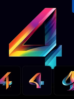 Midjourney Prompt 4 Number Logo Vector Design Colorful Gradients Graphic