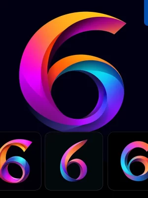 Midjourney Prompt 6 Number Logo Vector Design Colorful Gradients Graphic