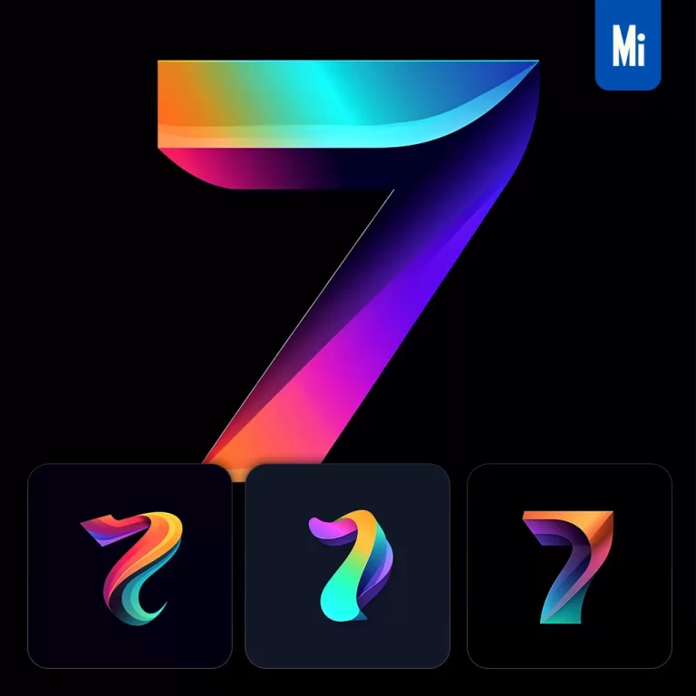 midjourney prompt 7 number logo vector design colorful gradients graphic