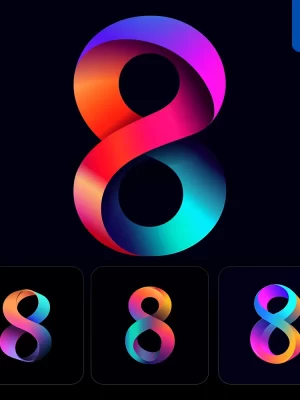 Midjourney Prompt 8 Number Logo Vector Design Colorful Gradients Graphic