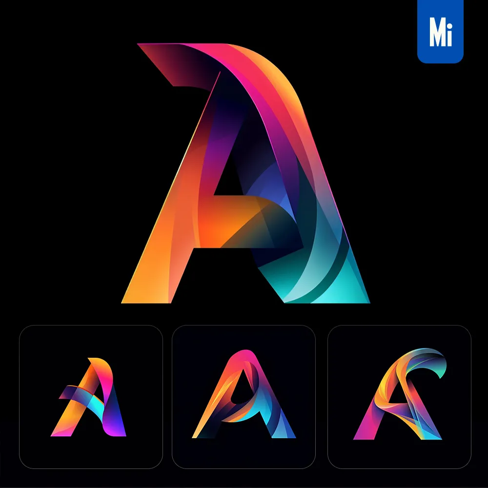 Midjourney Prompt A Letter Logo Vector Design Colorful Gradients Graphic