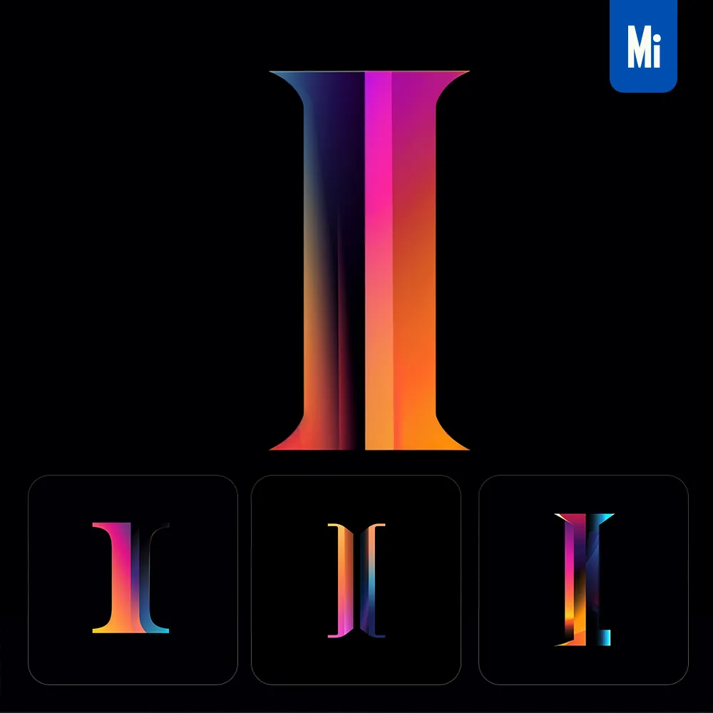 Midjourney Prompt I Letter Logo Vector Design Colorful Gradients Graphic