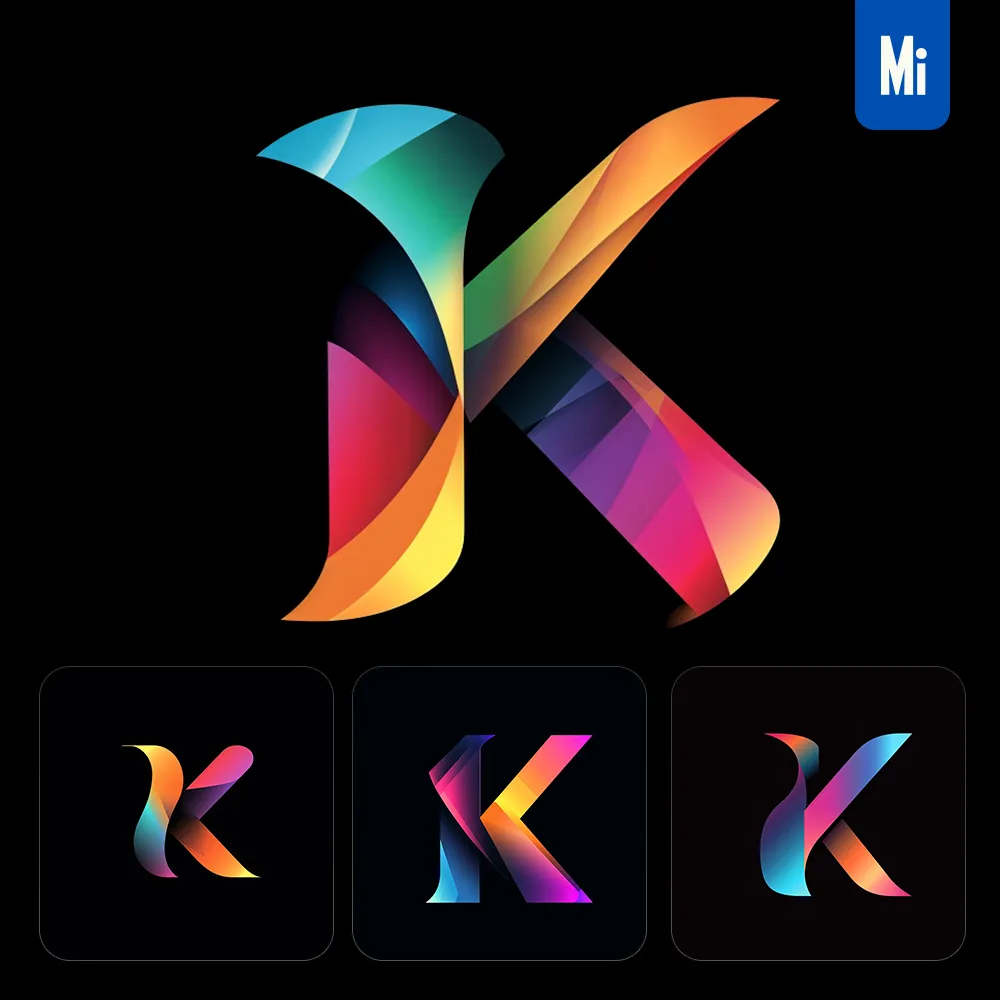 Midjourney Prompt K Letter Logo Vector Design Colorful Gradients Graphic