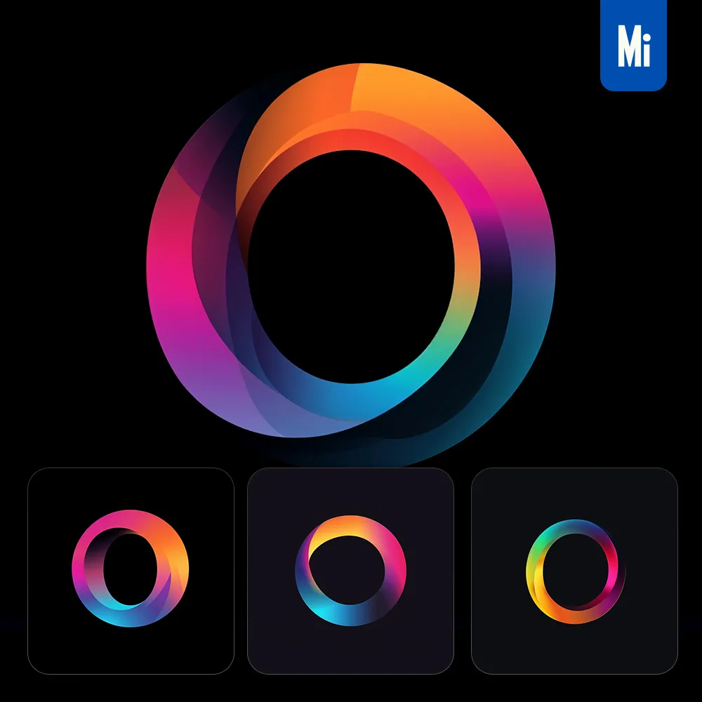 Midjourney Prompt O Letter Logo Vector Design Colorful Gradients Graphic
