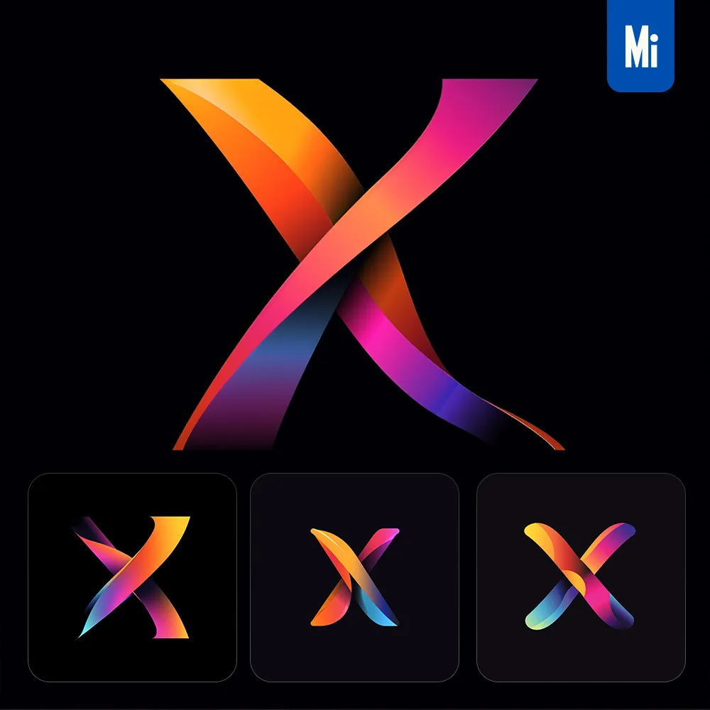 Midjourney Prompt X Letter Logo Vector Design Colorful Gradients Graphic