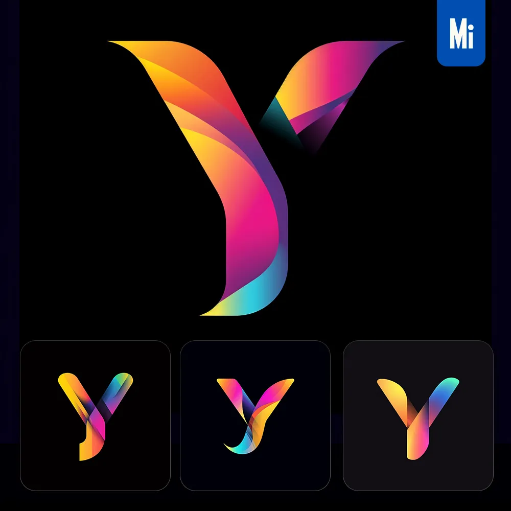 Midjourney Prompt Y Letter Logo Vector Design Colorful Gradients Graphic