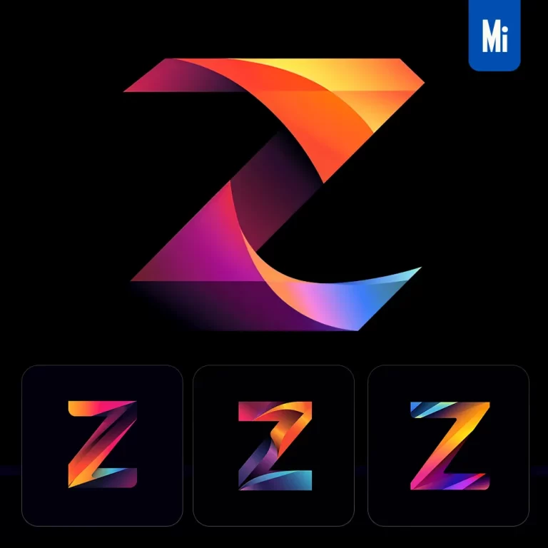 midjourney prompt Z letter logo vector design colorful gradients graphic