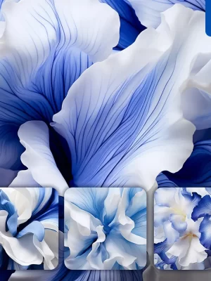 Midjourney Prompt Blue Iris Flowers Petals Close Up Art Beauty Photography