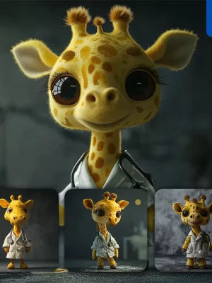 Midjourney Prompt Giraffe Doctor Popmart Blindbox 3d Cartoon