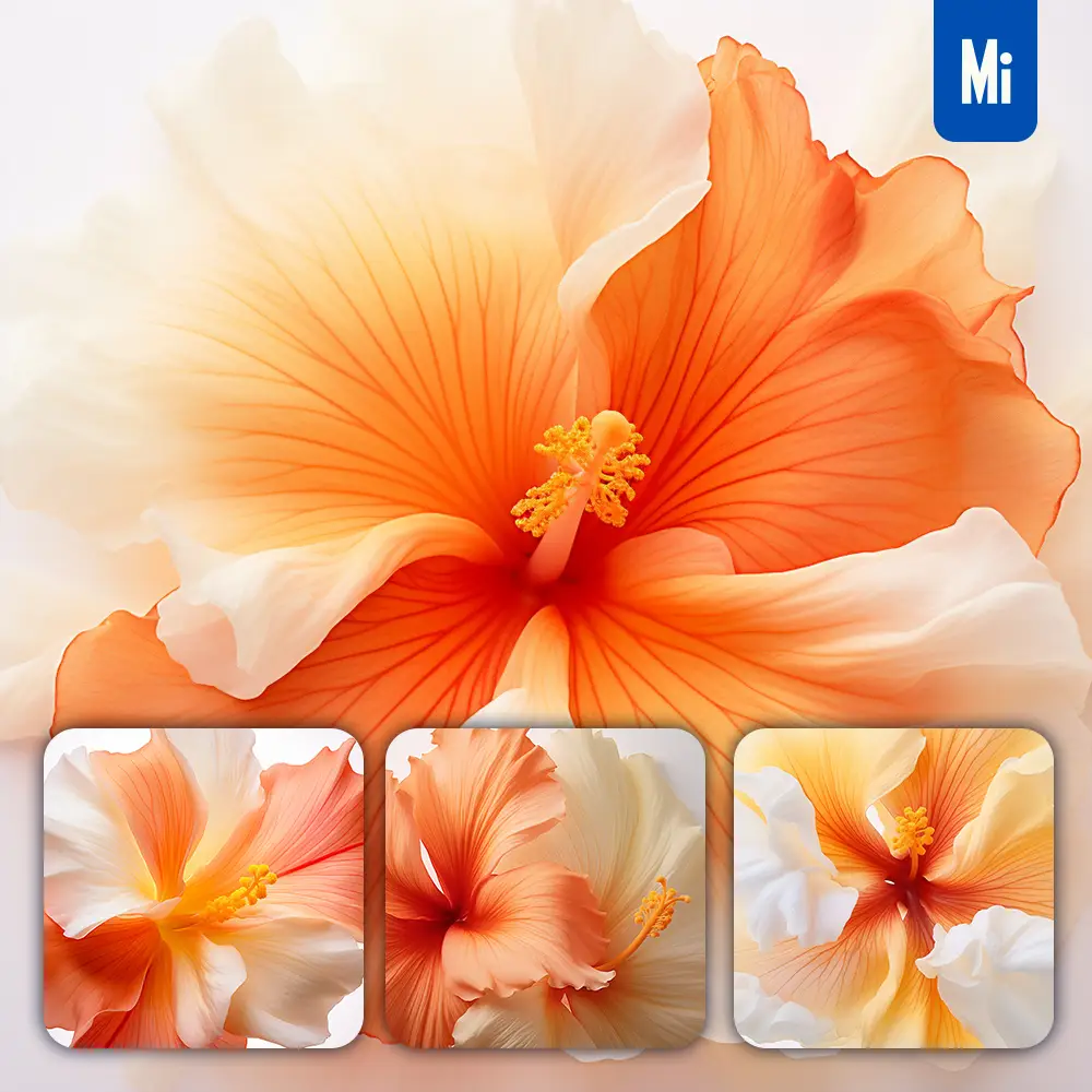 Midjourney Prompt Orange Hibiscus Flower Petals Close Up Art Beauty Photography